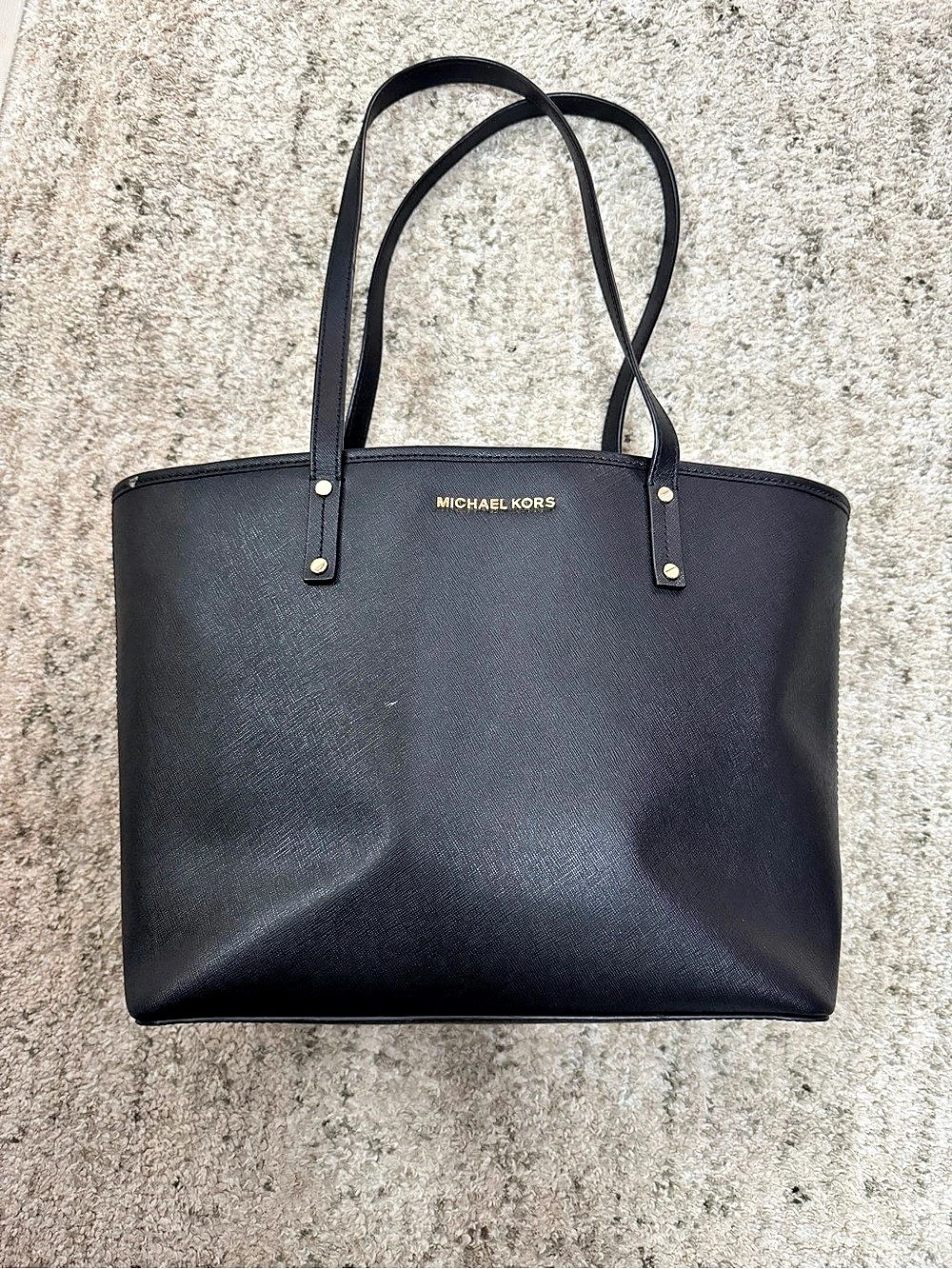 Michael Kors Jet Set Travel Saffiano Leather Top Zip Tote Black